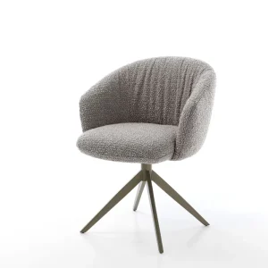 Aanbieding Draaistoel Caja-Flex met armleuning bouclé zilver grijs kruisframe breed afwerking met titanium 360° draaibaar rocker-functie pocketveer kern