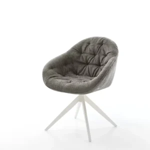 Aanbieding Draaistoel Gaio-Flex bouclé zacht mud kruisframe breed wit 360° draaibaar rocker-functie