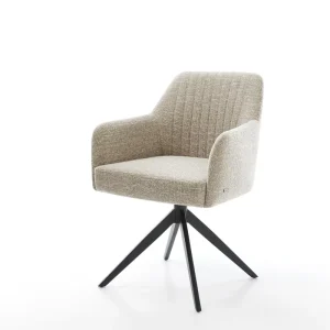 Actieprijs Draaistoel Greg-Flex geweven stof beige kruisframe breed zwart 360° draaibaar rocker-functie pocketveer kern