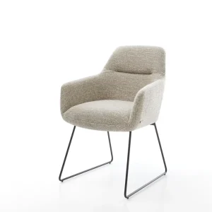 Beperkte Voorraad Eetkamerstoel Pejo-Flex geweven stof beige slipframe zwart pocketveer kern Direct verzendklaar
