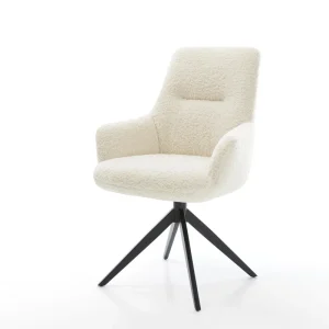 Alleen Vandaag Draaistoel Zelia-Flex met armleuning teddy beige kruisframe breed zwart 360° draaibaar rocker-functie pocketveer kern Direct verzendklaar