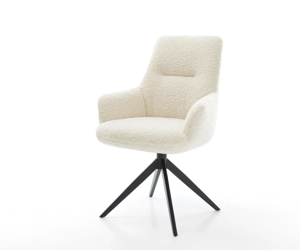 Alleen Vandaag Draaistoel Zelia-Flex met armleuning teddy beige kruisframe breed zwart 360° draaibaar rocker-functie pocketveer kern Direct verzendklaar