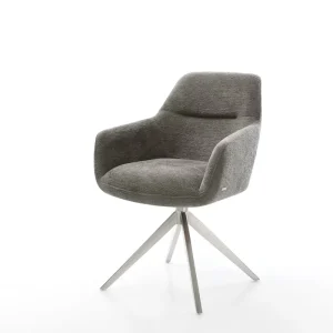 Aanbieding Draaistoel Pejo-Flex bouclé zacht mud kruisframe breed roestvrij staal 360° draaibaar rocker-functie pocketveer kern Direct verzendklaar