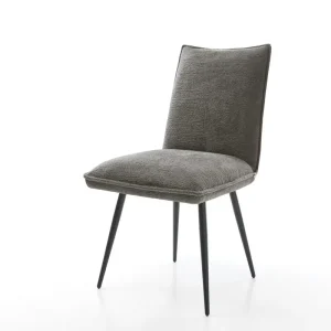 Aanbieding Eetkamerstoel Lelio-Flex bouclé zacht mud 4-poot conisch zwart pocketveer kern Direct verzendklaar