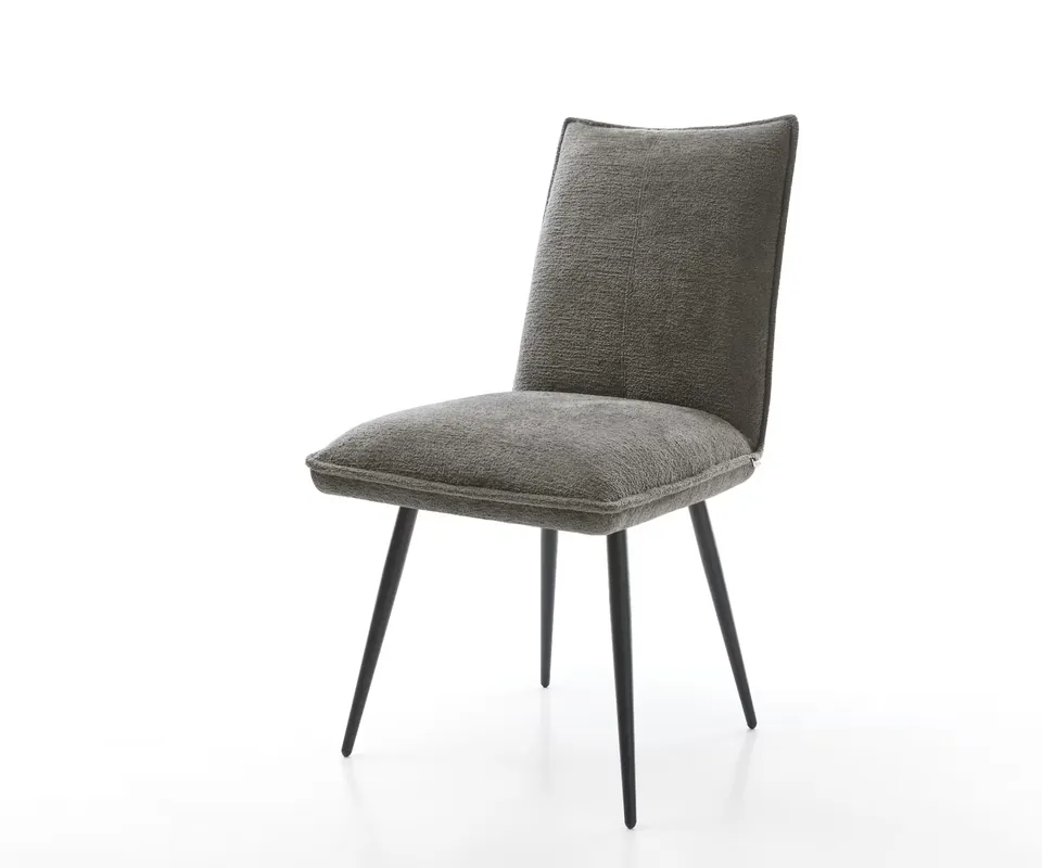 Aanbieding Eetkamerstoel Lelio-Flex bouclé zacht mud 4-poot conisch zwart pocketveer kern Direct verzendklaar