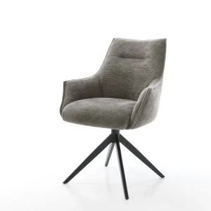 Aanbieding Draaistoel Alja-Flex met armleuning bouclé zacht mud kruisframe breed zwart 360° draaibaar rocker-functie pocketveer kern Direct verzendklaar