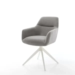 Bestel Nu Draaistoel Pejo-Flex zachte stof met structuur grijs kruisframe breed wit 360° draaibaar rocker-functie pocketveer kern Direct verzendklaar