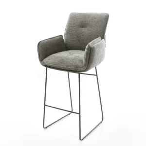Aanbieding Barstoel Nela-Flex Bouclé zacht Mud Sledeonderstel metaal zwart Zwart Direct verzendklaar