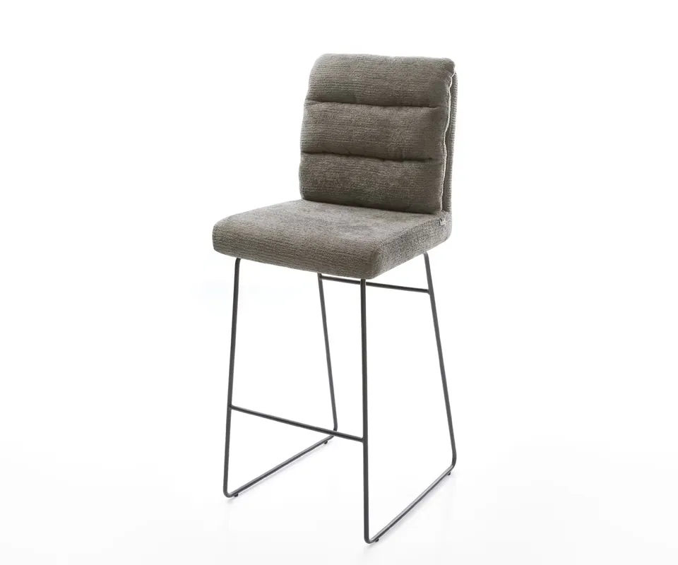 Aanbieding Barstoel Pela-Flex Bouclé zacht Mud Sledeonderstel metaal zwart Zwart Direct verzendklaar
