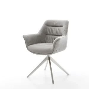 Beperkt Aanbod Draaistoel Kaira-Flex zachte stof met structuur grijs kruisframe breed roestvrij staal 360° draaibaar rocker-functie Direct verzendklaar