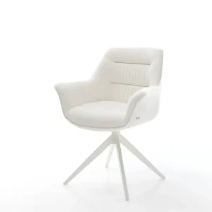 Alleen Vandaag Draaistoel Kaira-Flex bouclé zacht beige kruisframe breed wit 360° draaibaar rocker-functie Direct verzendklaar