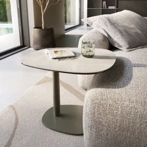Alleen Vandaag Bijzettafel Edge bootvormig 60x60 cm keramiek Onyx Champagne Eleny metaal effectafwerking titaan Beschikbaar van 28-10-2026