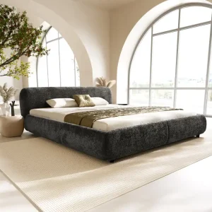 Korting Gestoffeerd.bed Shona 180x200 cm teddy stof grijs Direct verzendklaar