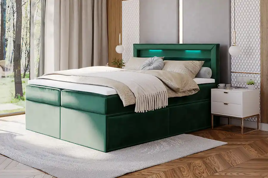 Boxspring Valencia - olijfgroen (160 cm) Hoge Kwaliteit