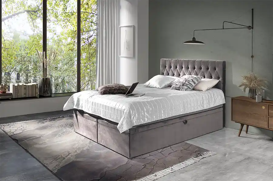 Flitsaanbieding Boxspring Berlin - blauw (140 cm)