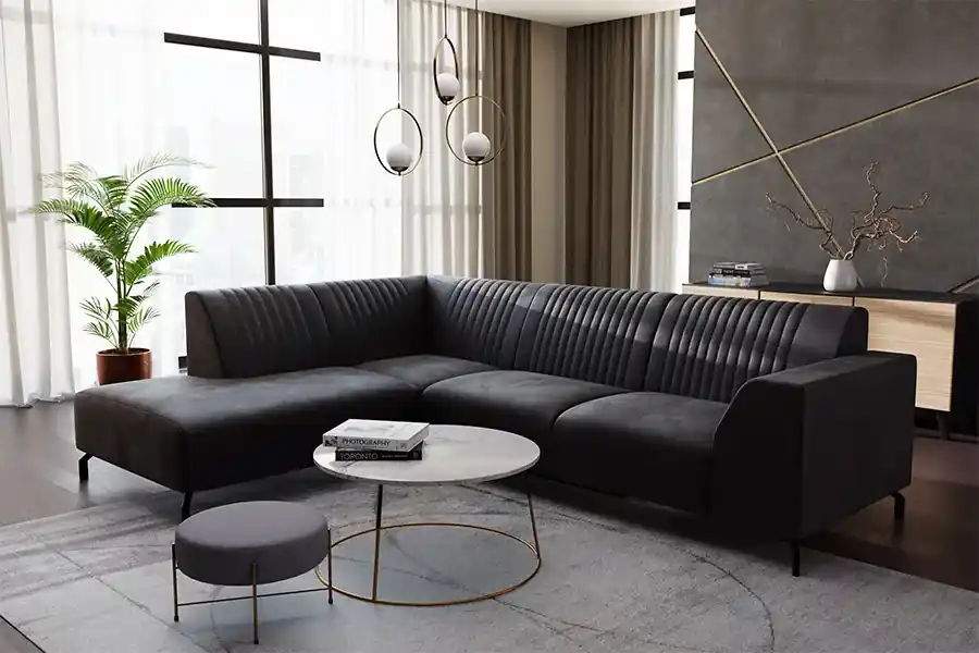 Hoekbank Croma - velvet - zwart - links Hete Deal