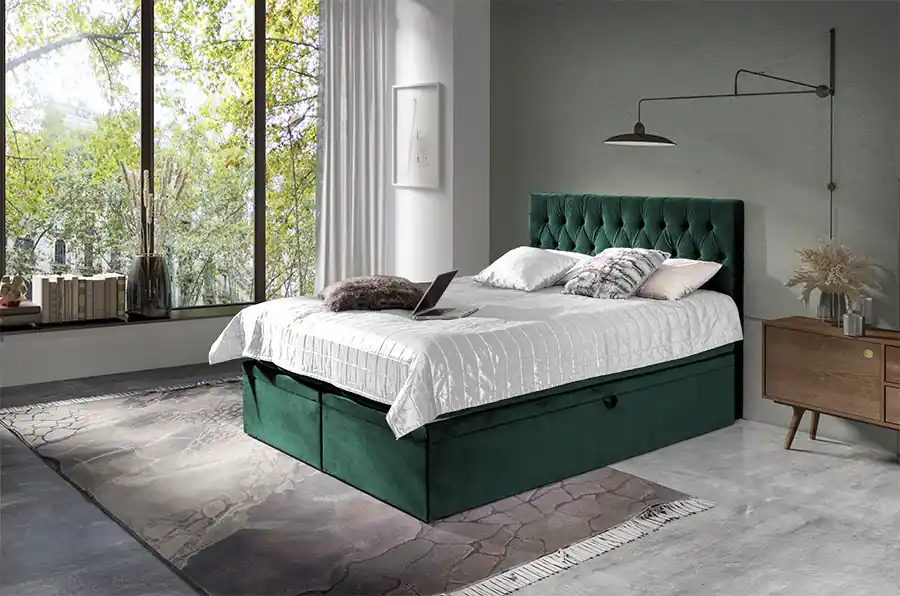 Premium Boxspring Den Haag - groen - velvet (140 cm)