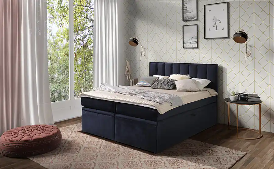 Beperkte Voorraad Boxspring Den Haag - blauw - velvet (140 cm)