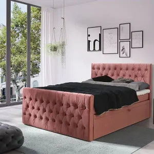 Superprijs Boxspring Den Haag - roze - velvet (140 cm)
