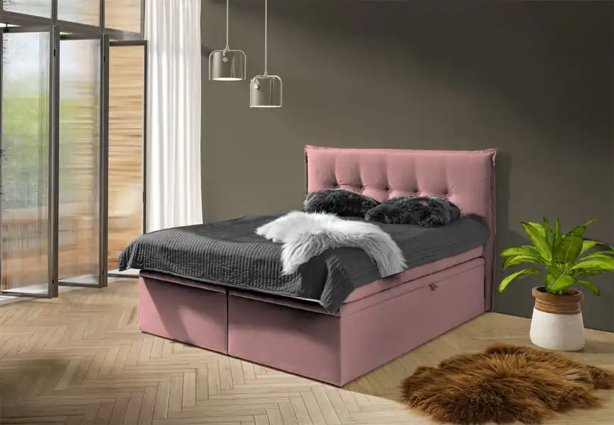 Shop Nu Boxspring Den Haag - roze - velvet (180 cm)