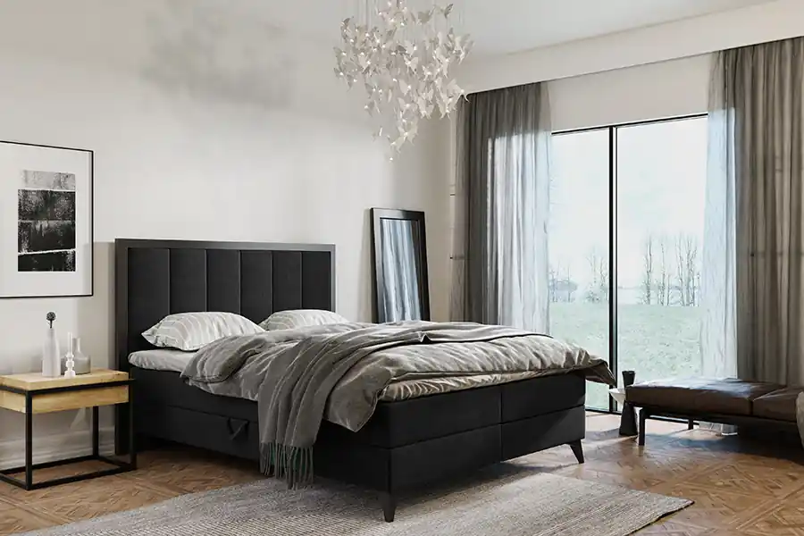 Boxspring Alkmaar - zwart - velvet (180 cm) Nu Kopen