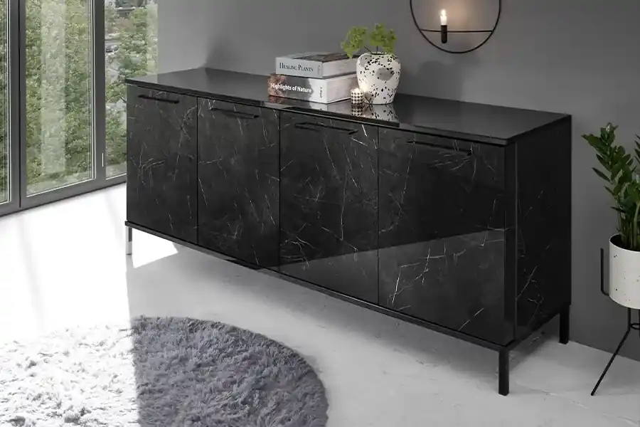 Barkast Mango - marmer zwart Aanbieding