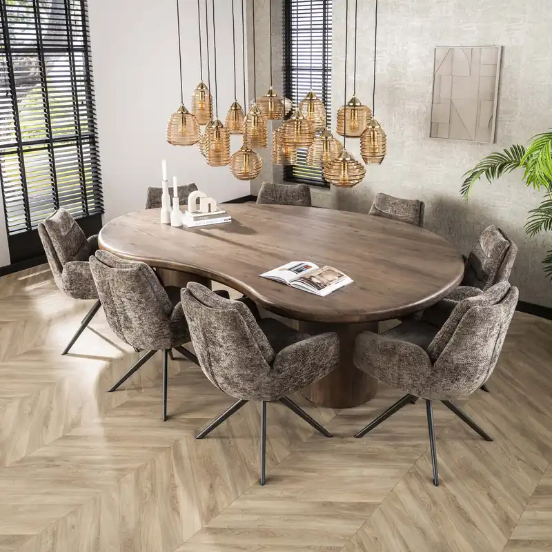 Express Levering Eettafel Sculpture niervormig 244x165cm / Massief acacia bruin