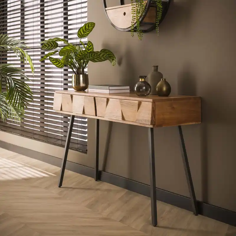 hal-/kaptafel Demn 2 lades / Massief acacia Betaalbaar