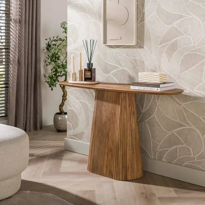 Gereduceerde Prijs Haltafel Wave / Massief mango zand