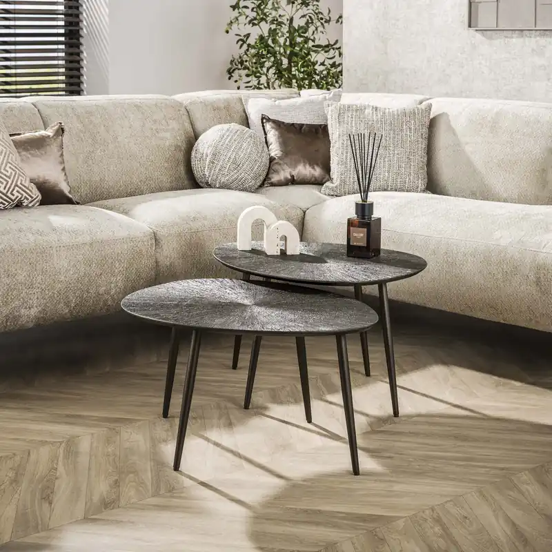 Salontafel Brown Ray leaf set van 2 / Donkerbruin brons Gereduceerde Prijs