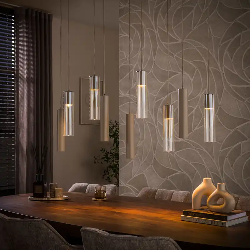 Korting Hanglamp Lungo 5+4-lichts / Beige