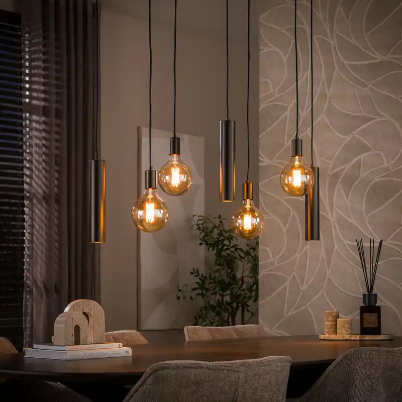 Hanglamp Senso 4+3-lichts / Sienna bruin Gecertificeerd