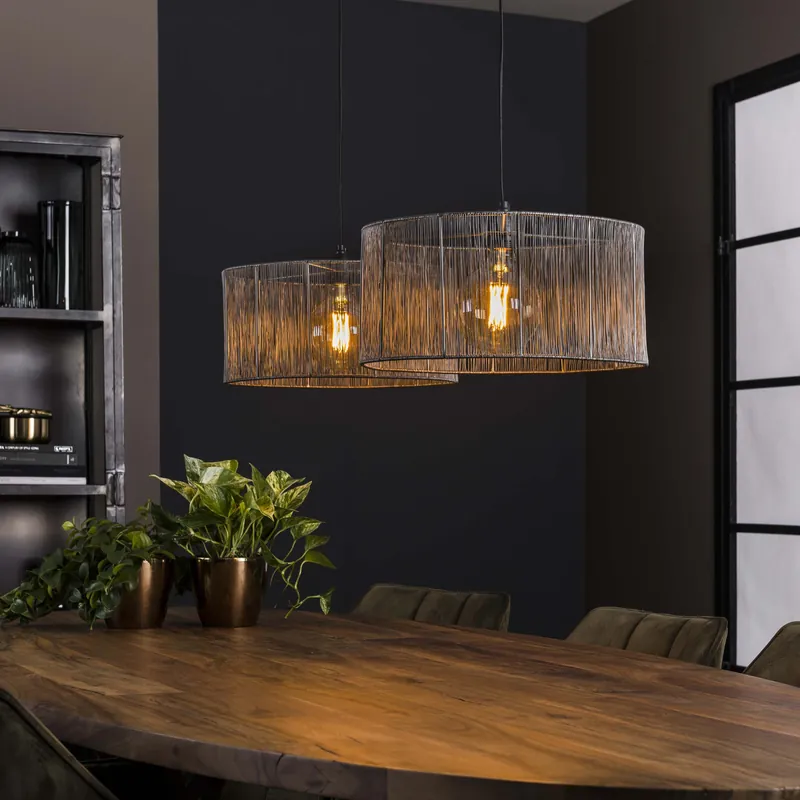 Hanglamp Stringshade 2-lichts / Zwart nikkel Merkproduct