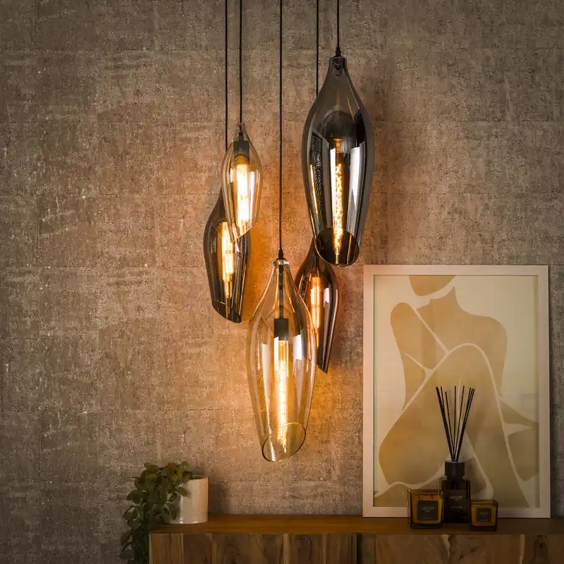 Goedkoop Hanglamp Cocoon getrapt 5-lichts / Zwart