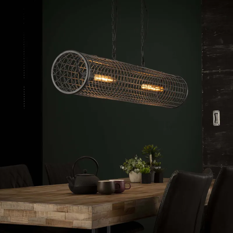Hanglamp Cylinder Wire 2-lichts / Slate grey Direct Beschikbaar