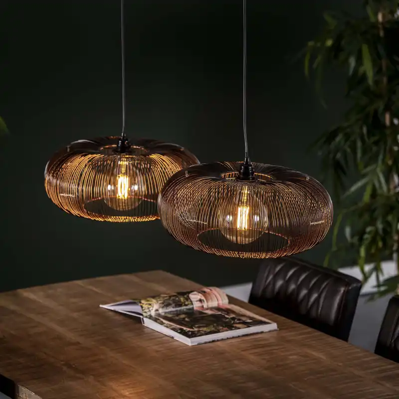 Korting Hanglamp Copper Twist 2-lichts / Zwart nikkel