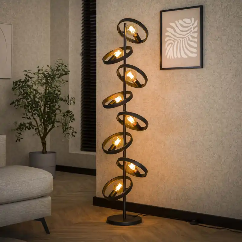 Vloerlamp Hover 8-lichts / Charcoal Laatste Kans