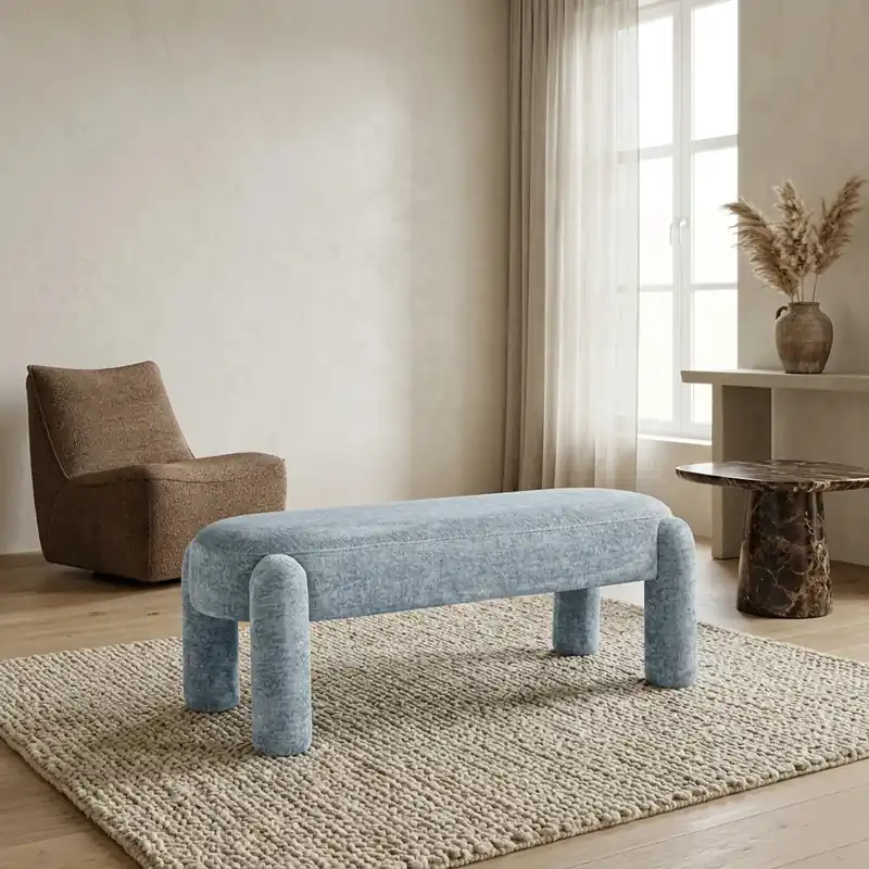 Bank Holly light blue chenille Goedkoop