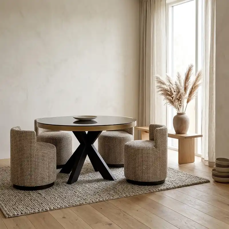 Nieuw Eettafel Bloomville brass shagreen incl. glass top 140Ø