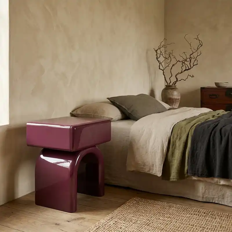 Aanbieding Nachtkastje Bennet burgundy 1-drawer