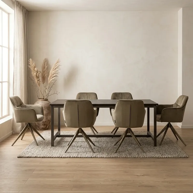 Goedkoop Eetkamertafel Paterno zwart rechthoek