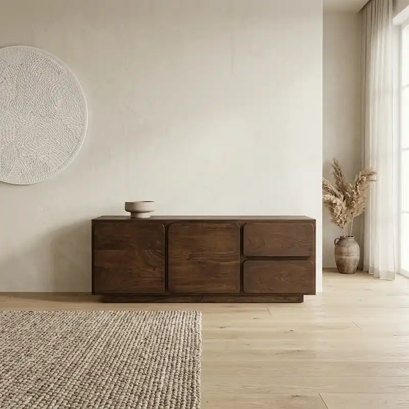 Dressoir TV 150 met 2 deuren en 2 lades, Mango Dark Malt Beperkte Voorraad