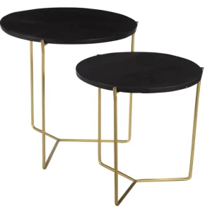 Seizoensaanbieding Bijzettafel Mason Black/Brass set van 2