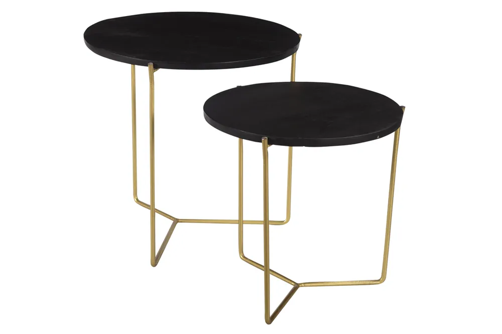Seizoensaanbieding Bijzettafel Mason Black/Brass set van 2