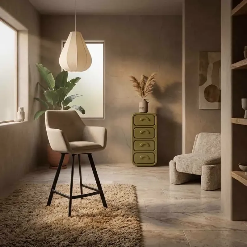 Korting Barkruk Bliss met armleuning - beige