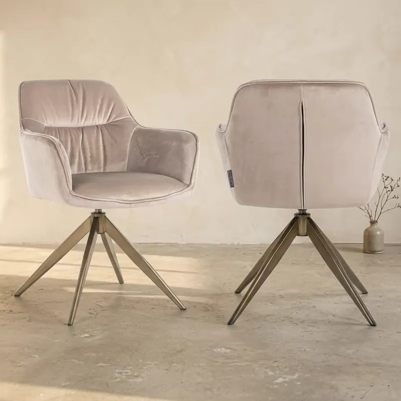 Beperkte Voorraad Eetkamerstoel Aline khaki velvet draaibaar brandvertragend
