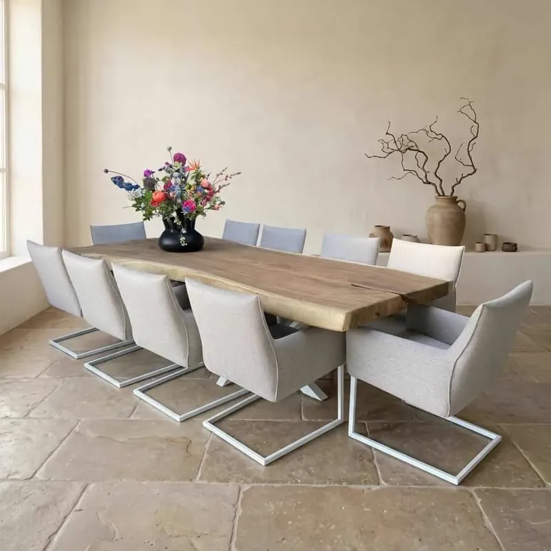 Express Levering Boomstamtafel Suarhout V-poot wit