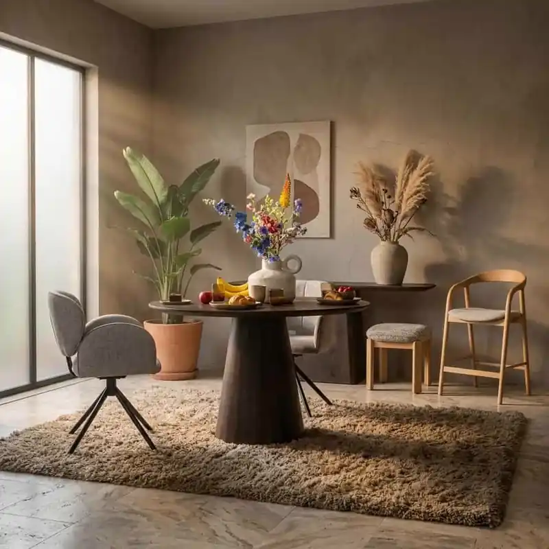 Flitsaanbieding Eettafel Aron rond 130 - bruin