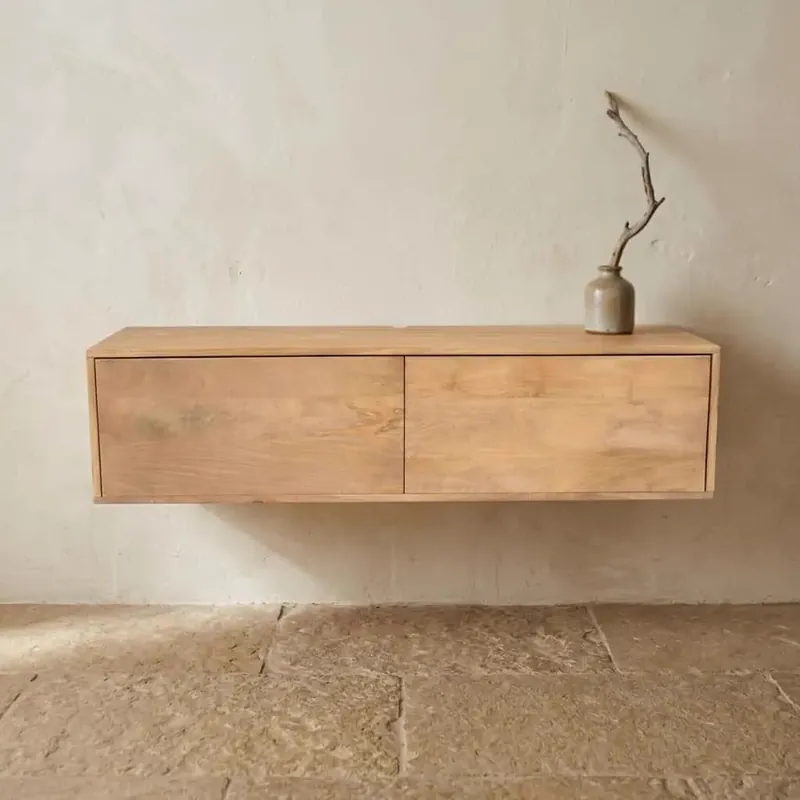 Zwevend tv meubel Vision Naturel Mangohout 120 cm Hoge Kwaliteit
