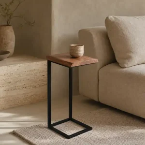 Gereduceerde Prijs Bijzettafel Live Edge acaciahout Smal 34 cm
